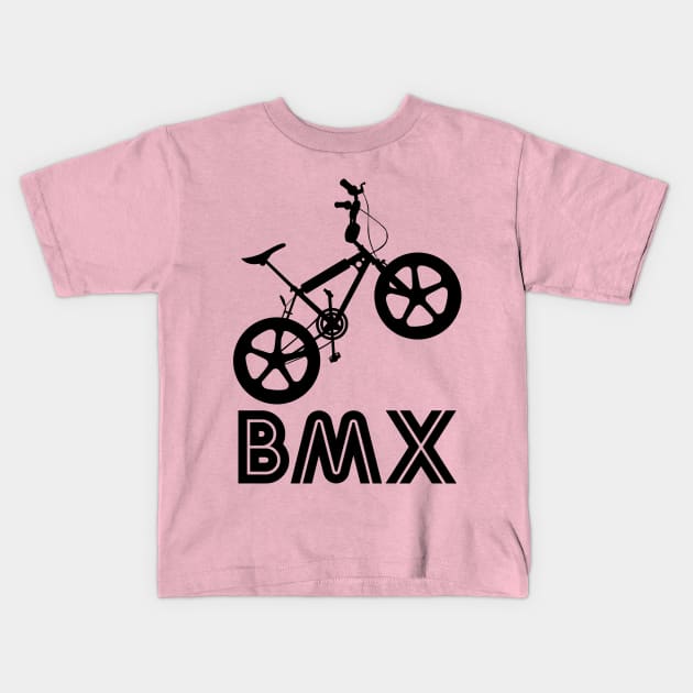 BMX Silhouette (Black) Kids T-Shirt by Paulychilds